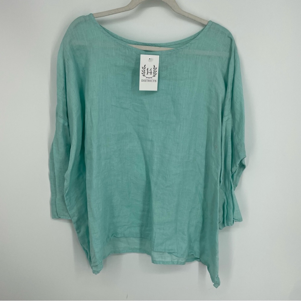 CP Shades Sibella oversized linen top Sz S green